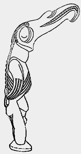 Cette illustration est une reprsentattion l'homme-oiseau, on retrouve ce curieux personnage sur de nombreux ptroglyphes  travers l'le